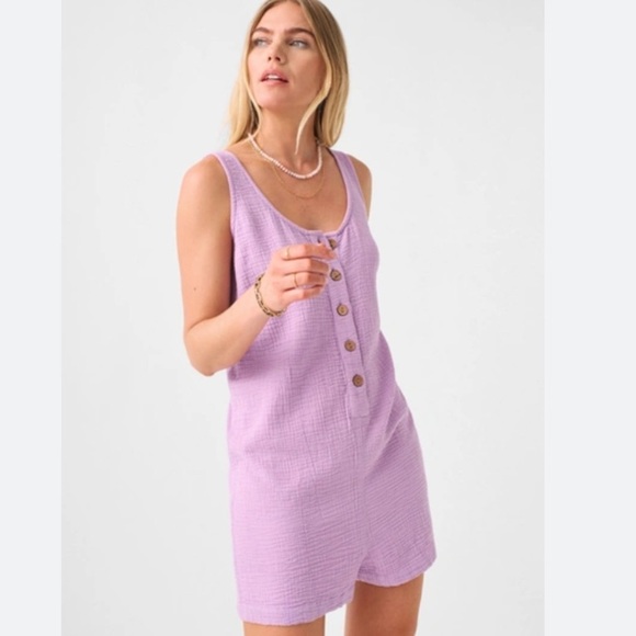 Flaherty Dream Cotton Gauze Jamesport Romper NWT Nirvana Purple - Picture 1 of 10